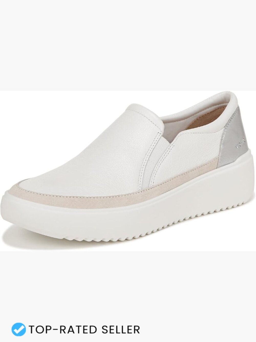 Women's Leather Sneakers Comfort Walking Shoes Arch Support Platform Slip On